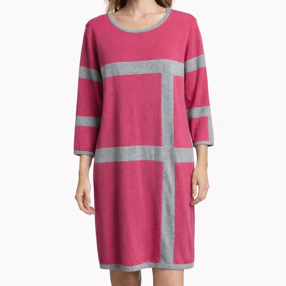 C&C California Ladies Dress Wool Cashmere Pink Gray Dress Mod